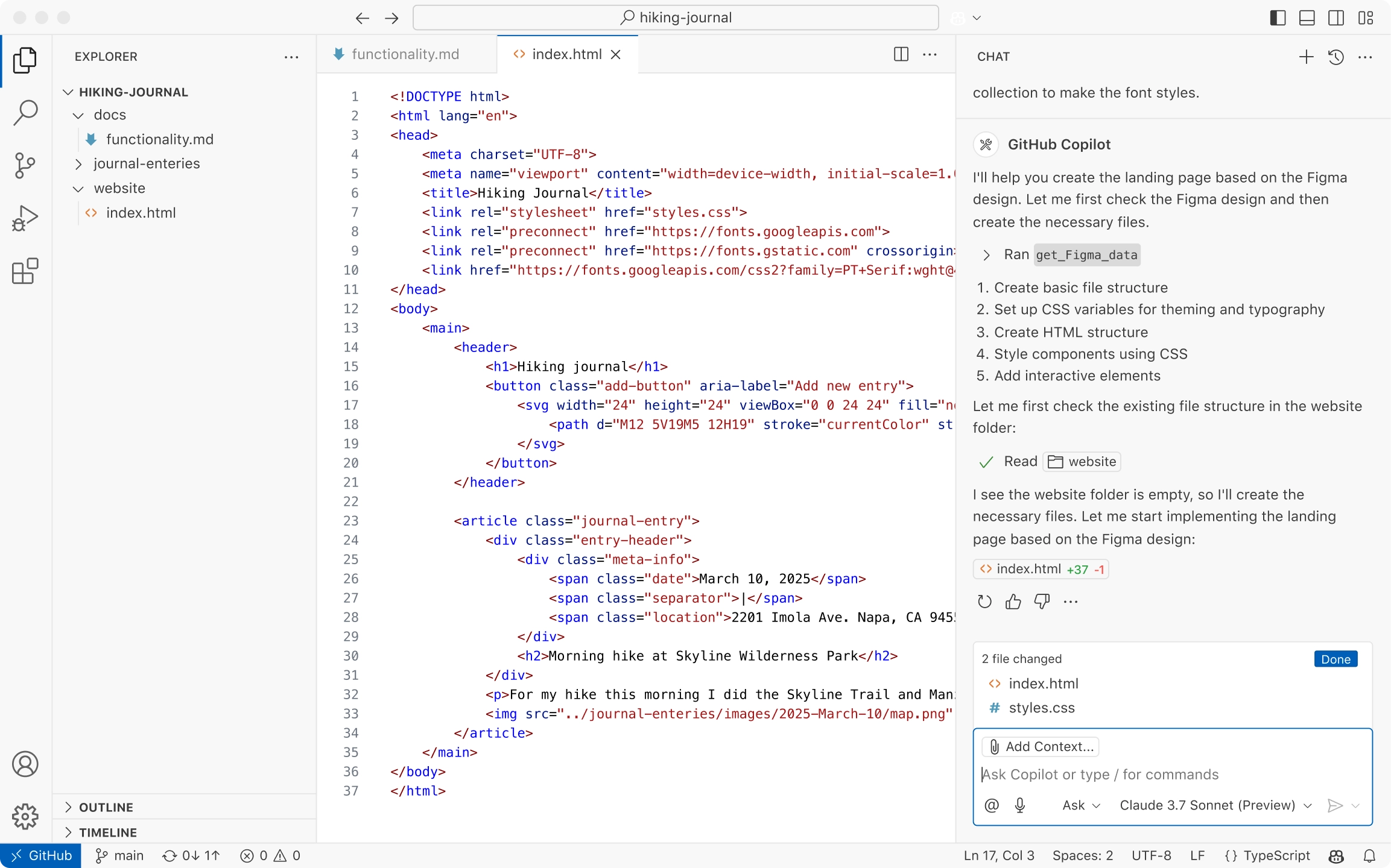 VS Code interface showing AI-powered features